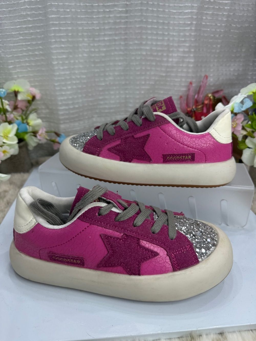 (T5) Glitter sneakers for girls, lightweight & non slip, 34EU/4US litle girls - Picture 5 of 14